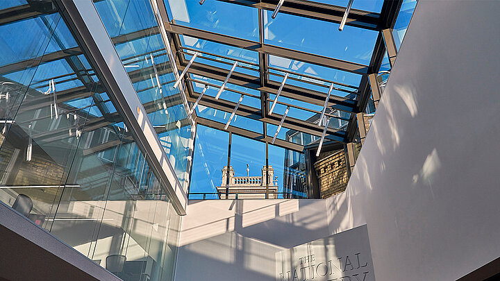 LAMILUX Glasdach in der National Gallery London mit moderner Glas-Stahl-Konstruktion