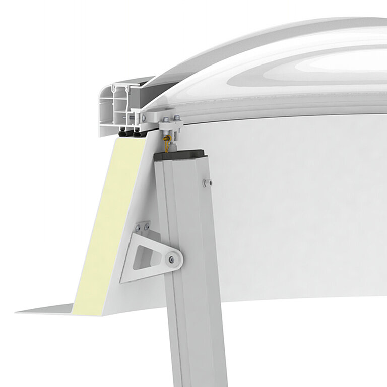 LAMILUX Lichtkuppel F100 rund mit Spindelhubantrieb zur elektrischen Öffnung im Detail