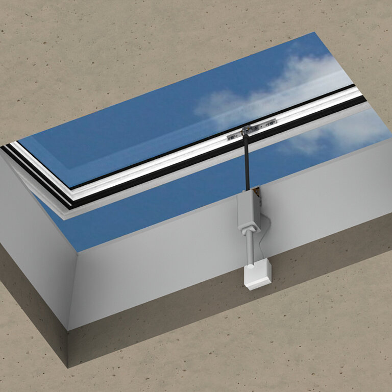 Spindelhuböffner für Flachdachfenster, Innenmontage