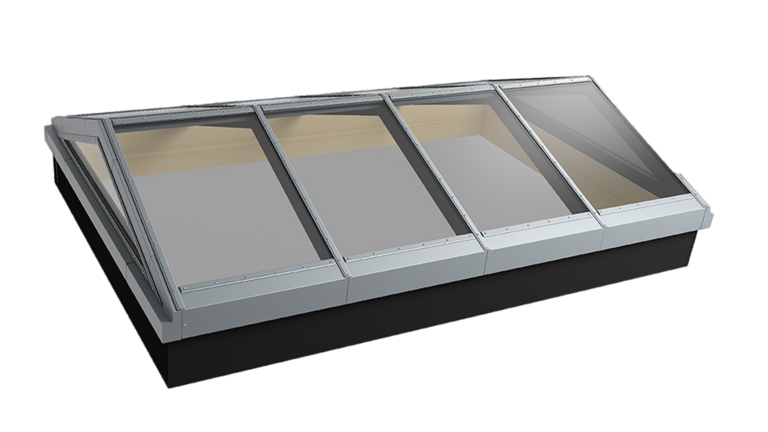 Glasdach Passivhaus mit mehrfach verglasten Elementen und Aluminiumrahmen.