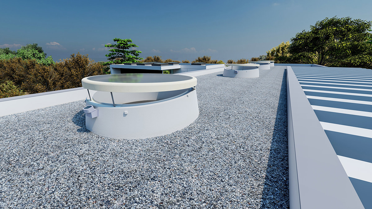 Flachdach Fenster F100 rund mit geneigtem Aufsatzkranz 